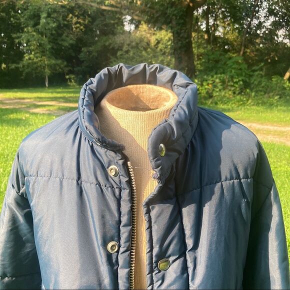 VTG 70s Blue Windbreaker Jacket Puffer Rain Swingster Military Winter Coat Prep - Picture 7 of 11